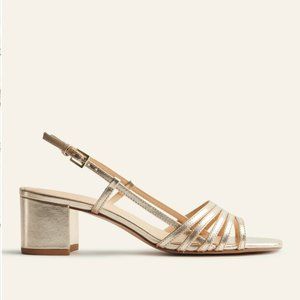 Reformation Gold Eleonora Sling Back Block Heel Sandal